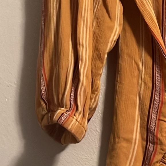ANA Mustard Striped Blouse Size S 282 - Picture 6 of 6
